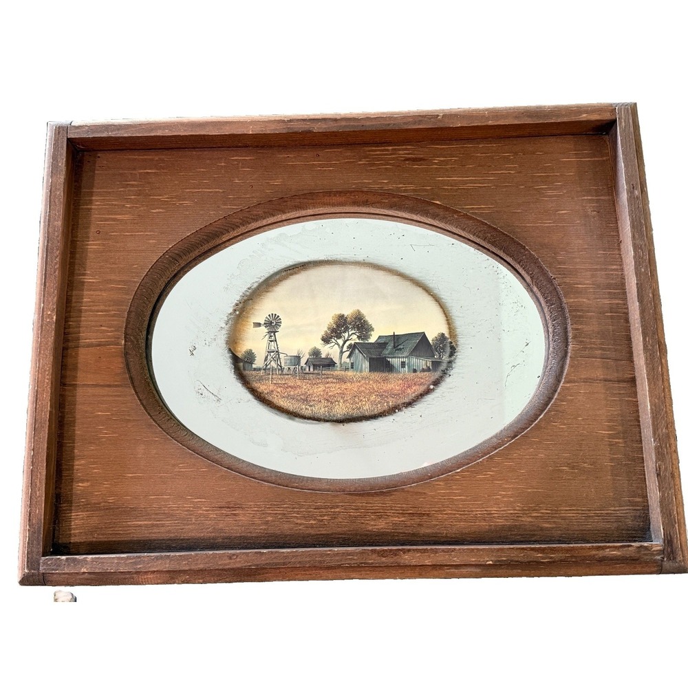 Vintage handcrafted pine mirror reflective art wall decoration Country Core